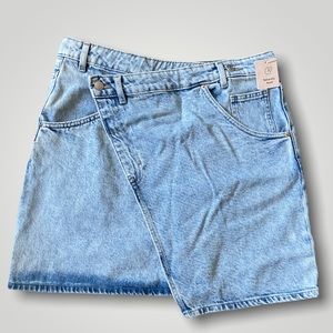 Asymmetrical Mini Denim Skirt (Plus)